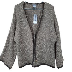 🐝NWT CHICO'S Sz 3 Cardigan Knit Sweater Tie Front